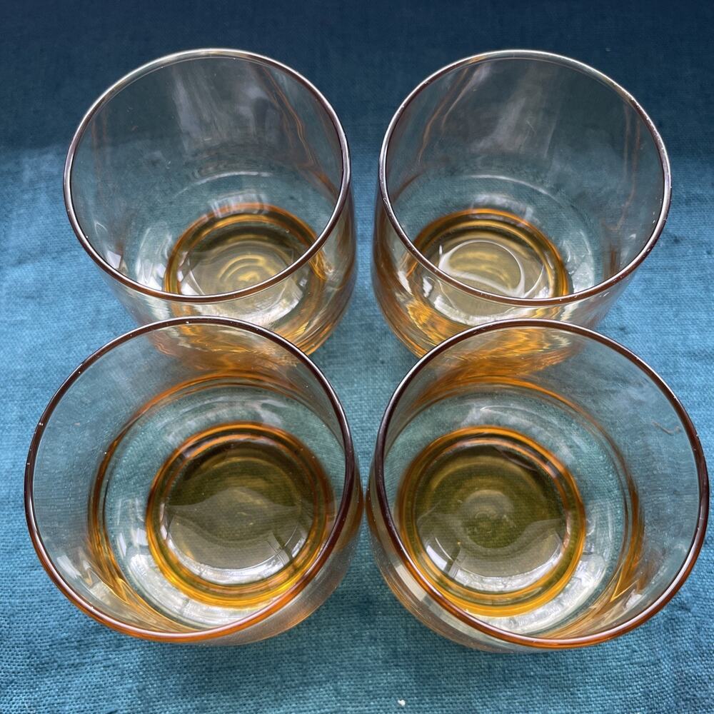 Vintage MCM Libbey "Malibou" (Tempo) Amber Juice/Rocks Glasses - Set of 4 - Picture 5 of 7